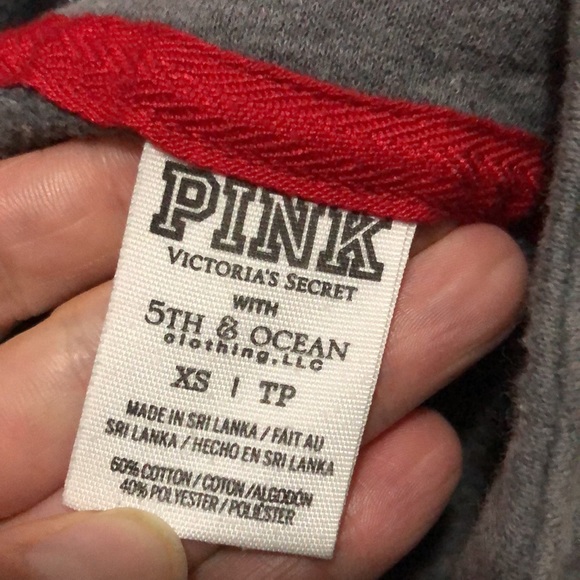 VS PINK-University Line 1/4 Zip Sweatshirt-Gray/Red-Sz xs-EUC-Bling - Picture 10 of 14